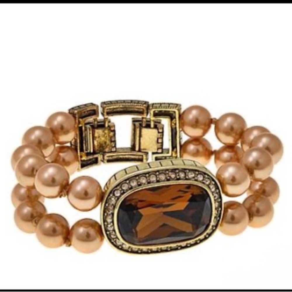 Heidi Daus Gold Bracelet with Brown Gemstone